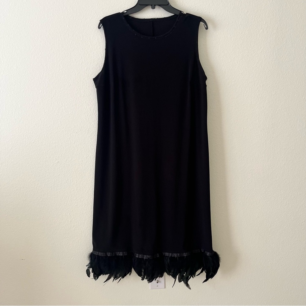 Peacock Feather Black Sleeveless Dress XL